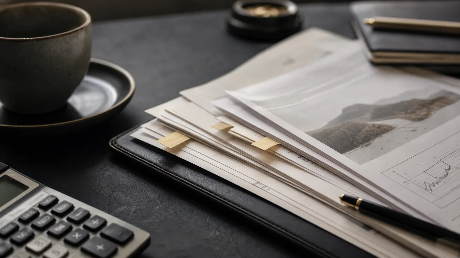 Close-up of hands reviewing financial documents in a private meeting.